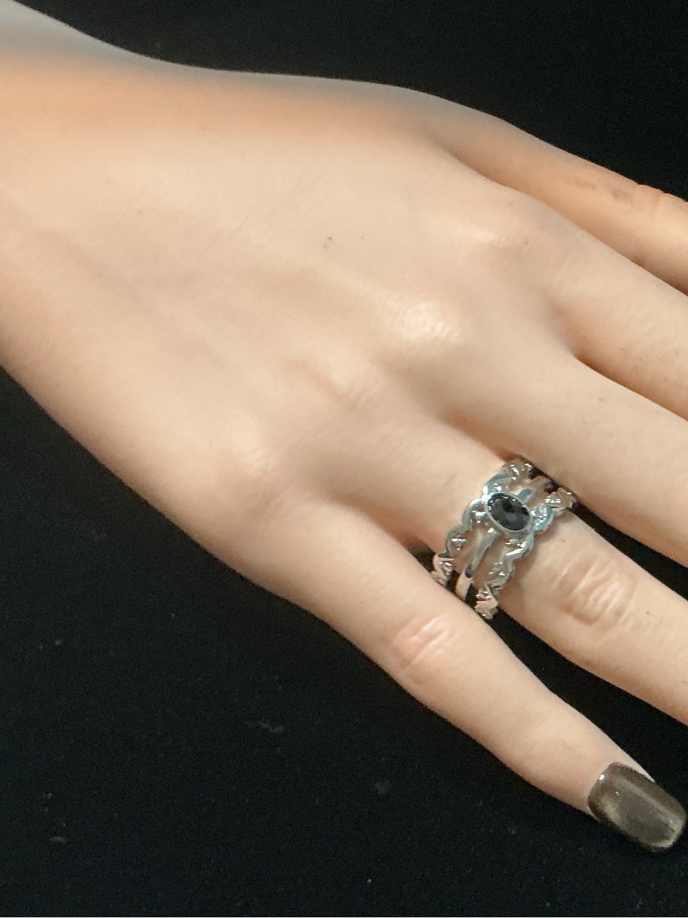 Adjust. Obsidian Ring
